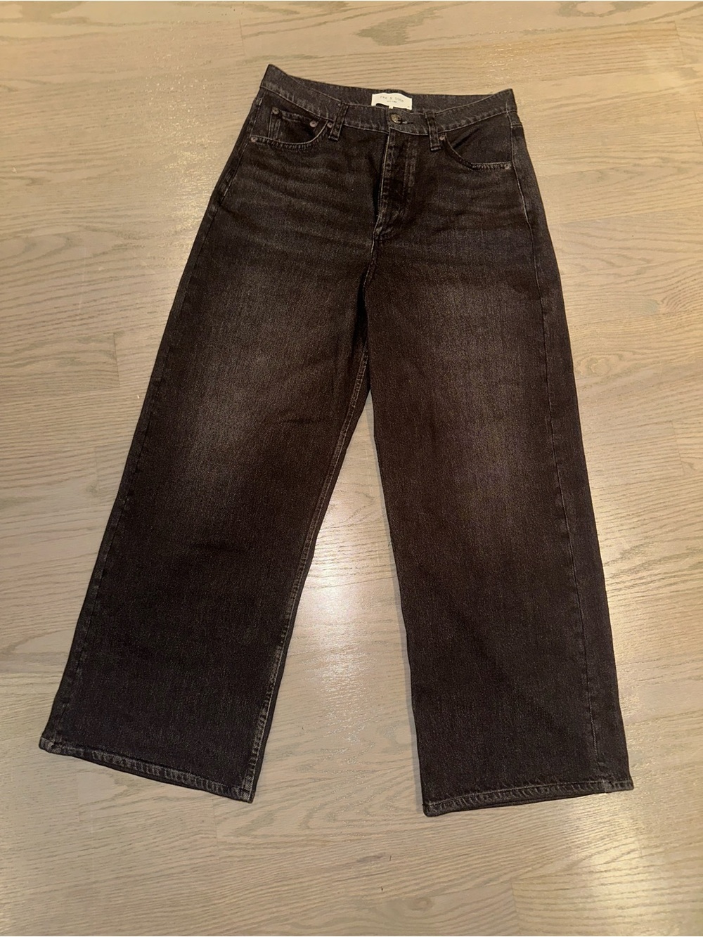 rag & bone women Relaxed Wide-Leg Black Jeans